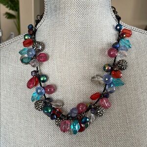 Pink and Blue Bohemian Necklace
